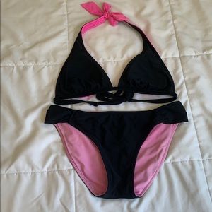 Black and Pink reversible bikini